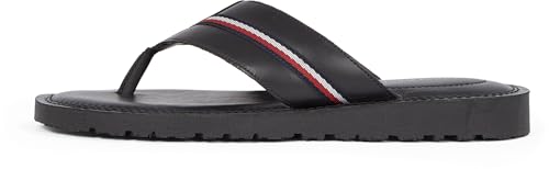 Tommy Hilfiger Herren Flip Flops Core Toe Post aus Leder, Schwarz (Black), 40 von Tommy Hilfiger