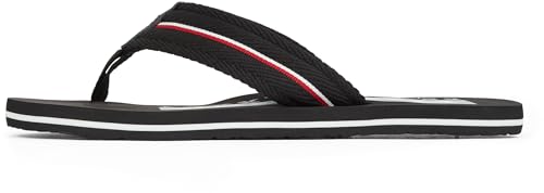 Tommy Hilfiger Herren Flip Flops Corporate Beach Sandal Zehentrenner, Schwarz (Black), 44 von Tommy Hilfiger