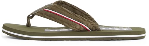 Tommy Hilfiger Herren Flip Flops Corporate Beach Sandal Zehentrenner, Grün (Army Green), 41 von TOMMY HILFIGER