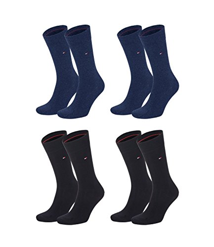 TOMMY HILFIGER Herren Classic Casual Business Socken 4er Pack - 2er jeans (356)/2er schwarz (200), 39-42 von Tommy Hilfiger