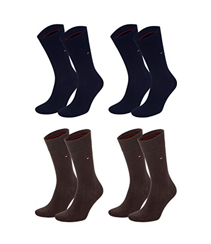 TOMMY HILFIGER Herren Classic Casual Business Socken 4er Pack (2er dark navy (322)/2er braun (937), 39-42) von Tommy Hilfiger