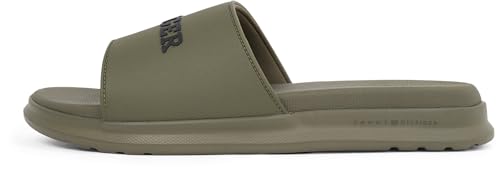 Tommy Hilfiger Herren Badeschuhe Dual Density Pool Slide mit Logo, Grün (Army Green), 40 von TOMMY HILFIGER