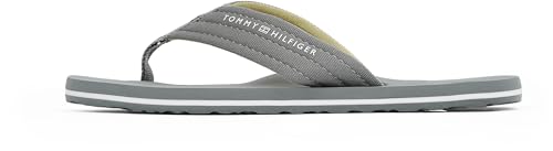 Tommy Hilfiger Herren Flip Flops Nyc Beach Sandal mit Logo, Grau (Universal Grey), 44 von Tommy Hilfiger