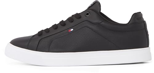 Tommy Hilfiger Herren Court Sneaker Icon aus Leder, Schwarz (Black), 44 von Tommy Hilfiger