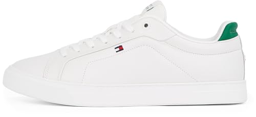 Tommy Hilfiger Herren Court Sneaker Icon aus Leder, Weiß (Ecru), 44 von TOMMY HILFIGER