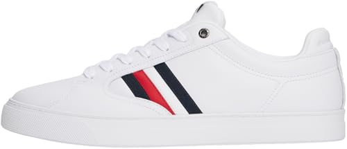 Tommy Hilfiger Herren Cupsole Sneaker Icon Court Stripes aus Leder, Weiß (White), 40 von Tommy Hilfiger