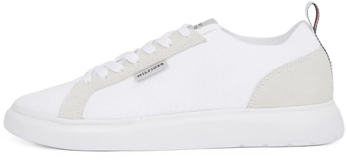 Tommy Hilfiger Herren Vulcanized Sneaker Light Knit Seasonal Elegant, Weiß (White), 46 von TOMMY HILFIGER