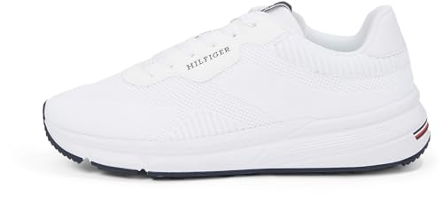 TOMMY HILFIGER Herren Low Profile Sneaker Lightweight Knit Sportlich, Weiß (White), 43 von Tommy Hilfiger