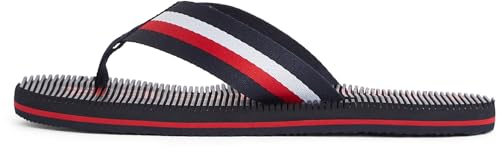 Tommy Hilfiger Herren Flip Flops Massage Beach Sandal mit Logo, Blau (Desert Sky), 46 von Tommy Hilfiger
