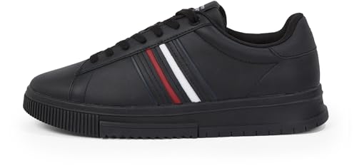 Tommy Hilfiger Herren Cupsole Sneaker Modern Stripes mit Logo, Schwarz (Black), 41 von Tommy Hilfiger