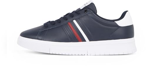 Tommy Hilfiger Herren Cupsole Sneaker Modern Stripes mit Logo, Blau (Desert Sky), 40 von Tommy Hilfiger