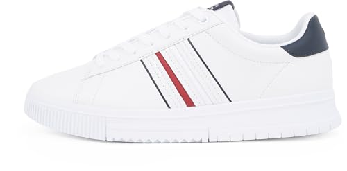 Tommy Hilfiger Herren Cupsole Sneaker Modern Stripes mit Logo, Weiß (White), 46 von Tommy Hilfiger