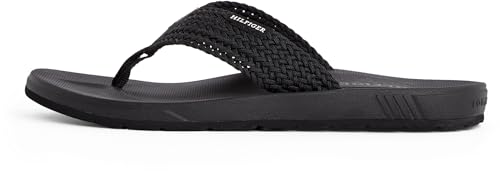 Tommy Hilfiger Herren Flip Flops Molded Web Beach Geflochtener Riemen, Schwarz (Black), 41 von Tommy Hilfiger