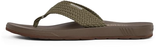 Tommy Hilfiger Herren Flip Flops Molded Web Beach Geflochtener Riemen, Grün (Army Green), 45 von Tommy Hilfiger