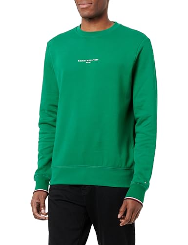Tommy Hilfiger Herren Mw0Mw33640 WCC Tommy Logo Tipped Crewneck, Green (Nouveau Green), S von Tommy Hilfiger