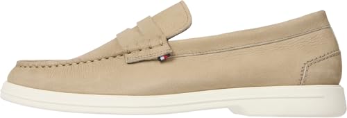 Tommy Hilfiger Herren Loafer Nubuck aus Leder, Beige (Beige), 46 von Tommy Hilfiger