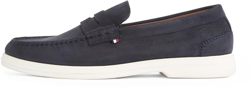 Tommy Hilfiger Herren Loafer Nubuck aus Leder, Blau (Desert Sky), 42 von Tommy Hilfiger