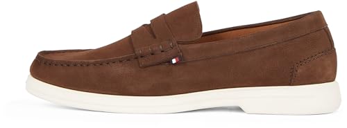 Tommy Hilfiger Herren Loafer Nubuck aus Leder, Braun (Legacy Brown), 41 von Tommy Hilfiger