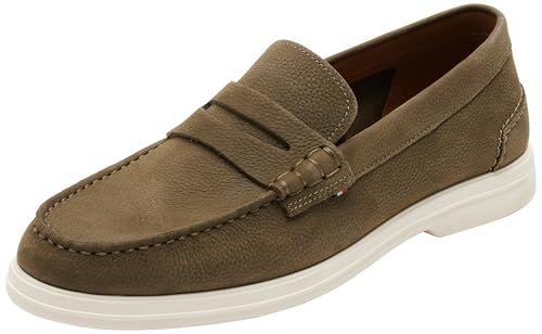 Tommy Hilfiger Herren Loafer Nubuck aus Leder, Grün (Army Green), 44 von TOMMY HILFIGER