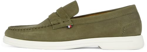 Tommy Hilfiger Herren Loafer Nubuck aus Leder, Grün (Army Green), 44 von Tommy Hilfiger