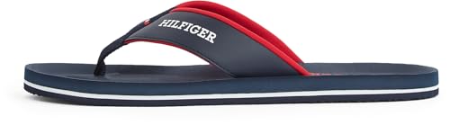 Tommy Hilfiger Herren Flip Flops Padded Comfort Sandal mit Logo, Blau (Desert Sky), 40 von TOMMY HILFIGER