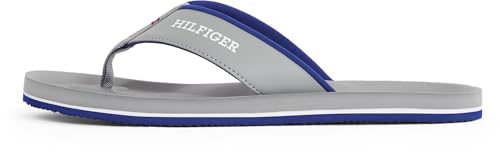 Tommy Hilfiger Herren Flip Flops Padded Comfort Sandal mit Logo, Grau (Universal Grey), 41 von Tommy Hilfiger