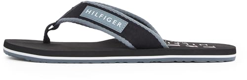 Tommy Hilfiger Herren Flip Flops Patch Beach Sandal mit Logo, Schwarz (Black), 40 von Tommy Hilfiger