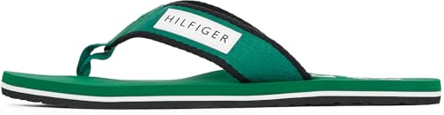 Tommy Hilfiger Herren Flip Flops Patch Beach Sandal mit Logo, Grün (Nouveau Green), 46 von Tommy Hilfiger