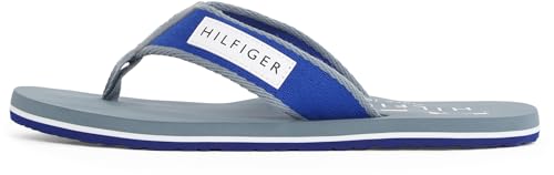 Tommy Hilfiger Herren Flip Flops Patch Beach Sandal mit Logo, Grau (Overcast Grey), 44 von TOMMY HILFIGER