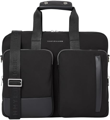 Tommy Hilfiger Herren Laptoptasche Business Nylon mit Außentaschen, Schwarz (Black), Einheitsgröße von TOMMY HILFIGER