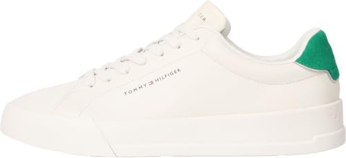 Tommy Hilfiger Herren Court Sneaker Detail Essential aus Leder, Weiß (Alabaster), 40 von Tommy Hilfiger