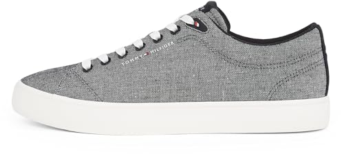 Tommy Hilfiger Herren Vulcanized Sneaker Core Chambray Low Top, Schwarz (Black), 42 von Tommy Hilfiger