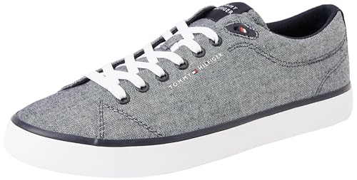 Tommy Hilfiger Herren Vulcanized Sneaker Core Chambray Low Top, Blau (Desert Sky), 44 von Tommy Hilfiger
