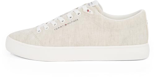 Tommy Hilfiger Herren Vulcanized Sneaker Core Chambray Low Top, Weiß (Ecru), 44 von TOMMY HILFIGER