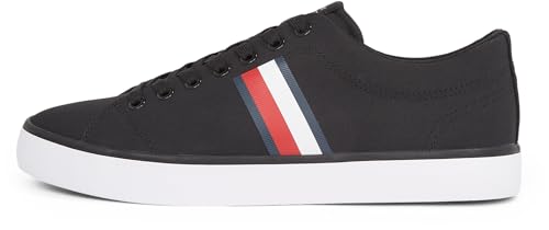 Tommy Hilfiger Herren Vulcanized Sneaker Core Stripes Mesh Low Top, Schwarz (Black), 40 von Tommy Hilfiger