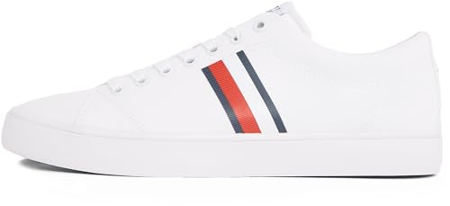 Tommy Hilfiger Herren Vulcanized Sneaker Core Stripes Mesh Low Top, Weiß (White), 43 von Tommy Hilfiger