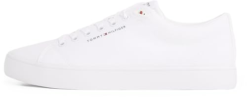 Tommy Hilfiger Herren Vulcanized Sneaker Core Canvas Low Top, Weiß (White), 46 von Tommy Hilfiger