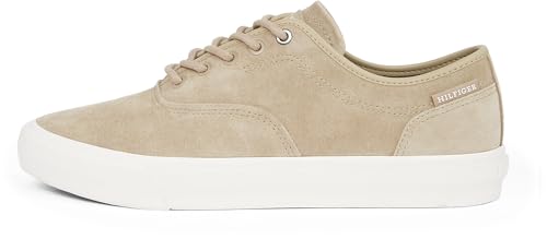 Tommy Hilfiger Herren Vulcanized Sneaker Low Oxford aus Wildleder, Beige (Beige), 43 von Tommy Hilfiger