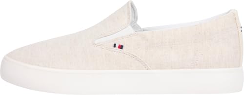 Tommy Hilfiger Herren Vulcanized Sneaker Low Slip On zum Reinschlüpfen, Weiß (Ecru), 40 von Tommy Hilfiger