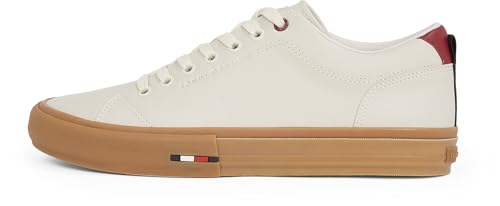 Tommy Hilfiger Herren Th Hi Vulc Street LTH Patch Fm0fm05312 Low Top, Beige Alabaster, 41 EU von Tommy Hilfiger