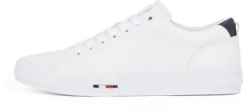 Tommy Hilfiger Herren Vulcanized Sneaker Street Patch Low Top, Weiß (White/Desert Sky), 44 von Tommy Hilfiger