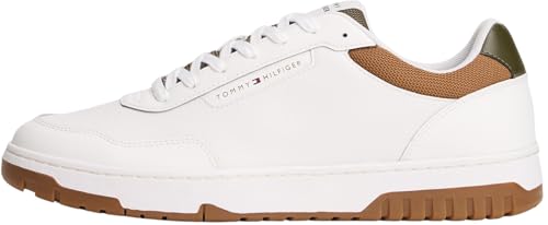 TOMMY HILFIGER Herren Th Basket Core LTH Fm0Fm05629 Low Top, White (Ecru/Army Green), 45 EU von Tommy Hilfiger