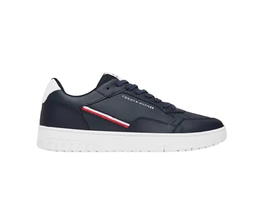 Tommy Hilfiger Herren Cupsole Sneaker Basket Core Stripes Low Top, Blau (Desert Sky), 45 von Tommy Hilfiger