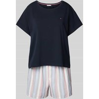 TOMMY HILFIGER Pyjama mit Logo-Stitching in Dunkelblau, Größe S von Tommy Hilfiger