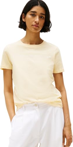Tommy Hilfiger Damen T-Shirt Kurzarm Logo Rundhalsausschnitt, Gelb (Frozen Custard), L von Tommy Hilfiger