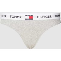 TOMMY HILFIGER String mit Feinripp Modell 'TOMMY' in Hellgrau Melange, Größe XS von Tommy Hilfiger