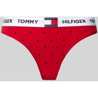 TOMMY HILFIGER String mit elastischem Logo-Bund Modell 'HERITAGE' in Rot, Größe S von Tommy Hilfiger