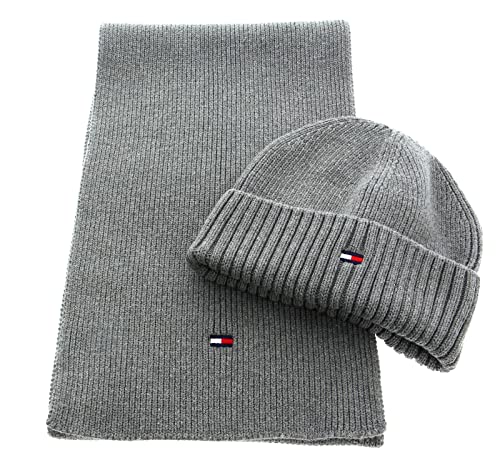 TOMMY HILFIGER TH Essential Flag Gift Pack Scarf and Beanie S/M Light Grey Heather, Light Grey Heather, S/M von Tommy Hilfiger