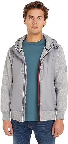 Tommy Hilfiger Herren Hoodie Zipper, Grau (Light Grey Heather), S von Tommy Hilfiger