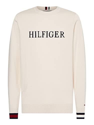 Tommy Hilfiger Herren Pullover Hilfiger Flag Cuff Crew Neck beige - XL von Tommy Hilfiger